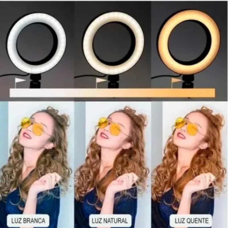 Ring Light 16cm: Iluminação Perfeita com Controle Total